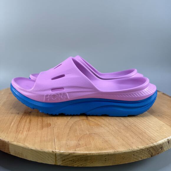 Hoka One One Ora Recovery Slide 3 Mens Size 12 Cyclamen Coastal Sky Sandals NEW - Picture 3 of 9